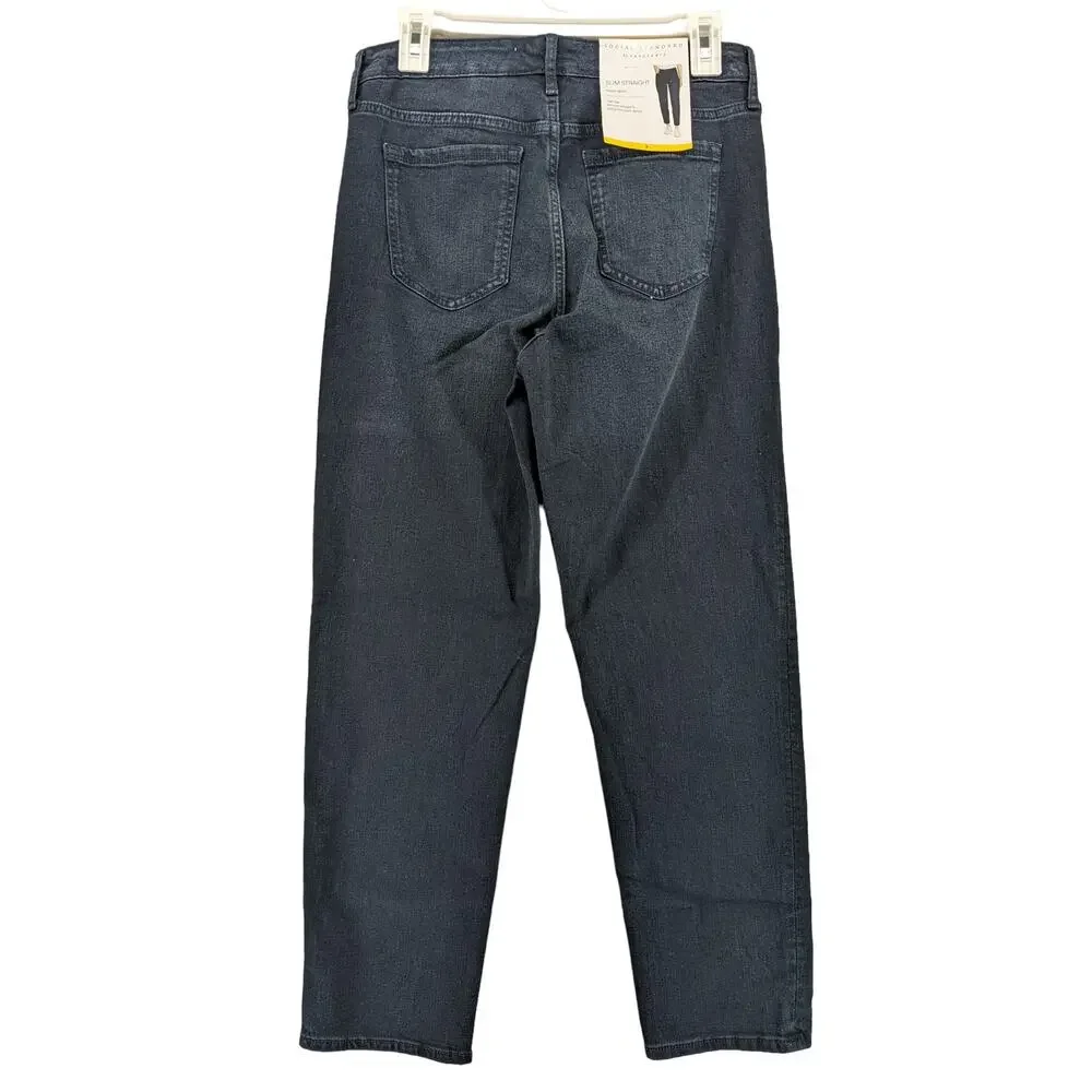 Social Standard by Sanctuary Jeans 8 Nighthawk Black Slim Straight HighRise Crop